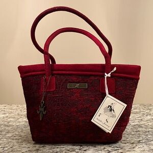 Isabellas Journey Buckingham Petite Carpet Bag Red Tapestry Tote New